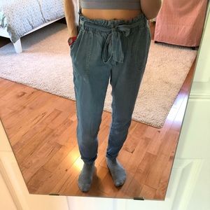 Blue Paperbag-waisted Tie Pants from A&F